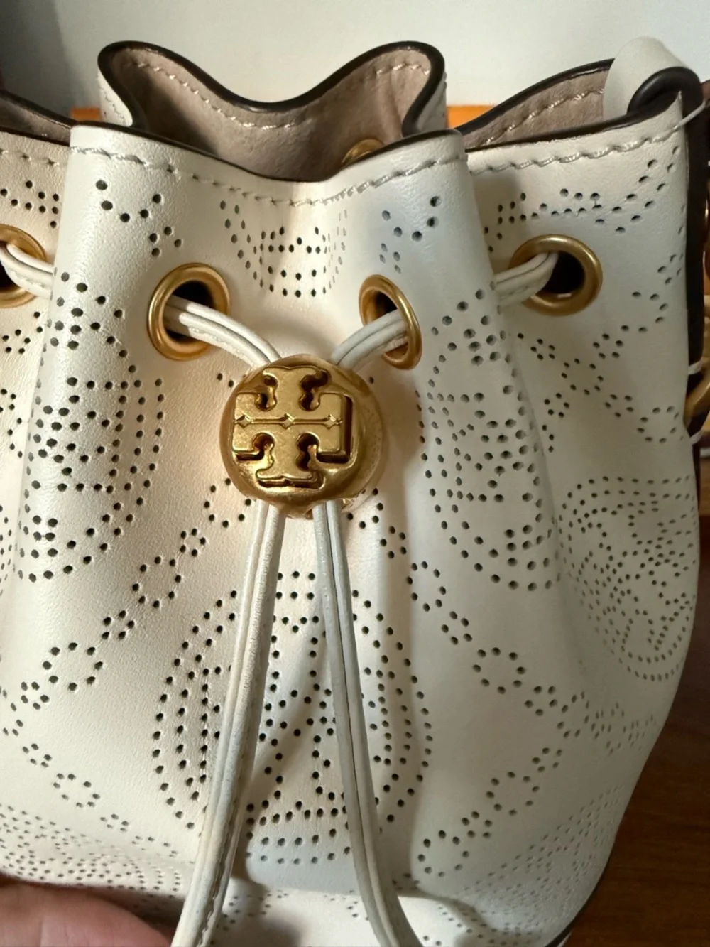 Tory Burch Mini T Monogram Perforated Bucket Bag NWOT - Picture 2 of 8